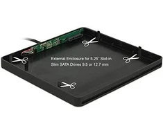 Kištukinis lizdas Delock 5.25 ′ Sloto- in Slim SATA 9,5 / 12,7 mm iki USB 3.0 (42604)