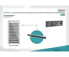 Assmann Electronic DIGITUS 1U Aliuminio PDU Montuojamas ant stovo 16A 4000W 250VAC 50/60Hz 7x lizdas CEE 7/7 2m kabelis CEE 7/7 kištukas
