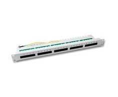 „Ecolan Patchfeld Cat 3 ISDN 19" 1HE 25 prievadų RJ45 8/4“ šviesiai pilkas RAL7035