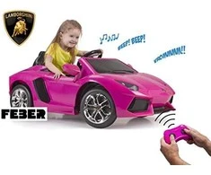 FEBER Lamborghini Aventador Rožinė elektrinis automobilis vaikams 6V