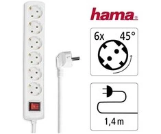 Prailginamasis laidas Hama 6-Ways, Jungiklis, 1,4m, Baltas