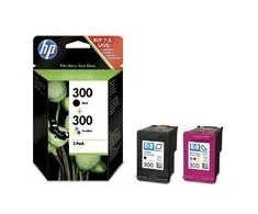 Hewlett Packard (HP) HP 300 rašalo kombinuotas rinkinys, juodas/trispalvis, blisterinė pakuotė