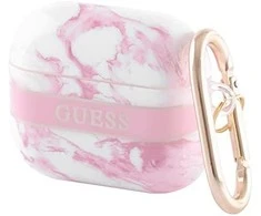 Apple AirPods 3 ausinių dėklas Guess AirPods Marble Strap Collection (GUA3HCHMAP) rožinės spalvos