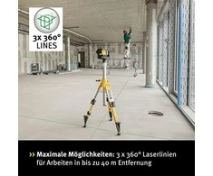 Lazerinis nivelyras LAX 600 G, 3x360° žalias, korpusas CAS, Stabila