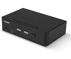 KVM Jungiklis - LINDY 2 Prievadų DisplayPort 1.4, USB 3.0 ir Garso KVM Jungiklis, 7680x4320@60Hz, Juodas