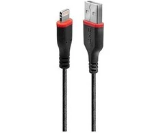 Kabelis - LINDY 1m sustiprintas USB Type A į Lightning kabelis 480Mbps PVC