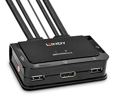 KVM Jungiklis - LINDY 2 Prievadų DisplayPort 1.2 ir USB Type C KVM Jungiklis, 3840x2160@60Hz, Juodas