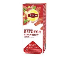 Unilever Juoda arbata LIPTON STRAWBERRY, 25vnt. x 2g/pakuotėje