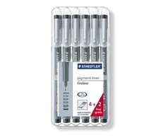 Braižiklis Staedtler PigmentLiner, rinkinyje 6 skirtingi pločiai