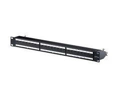 Efb Elektronik EFB EFB Komutacinė panelė STP 24xRJ45 Cat6A klasė vnt. 48,26 cm 19 zonų 1HE RAL9005 SCHWARZ 10 Gbit