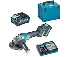 Makita GA029GM201 Kampinis šlifuoklis XGT, 125MM, 0-8500RPM; bešepetėlinis variklis, 2X4,0Ah; greitasis kroviklis; elektrinis stabdys; AFT; AWS (be AWS lusto);MAKPAC lagaminas; svirtinis jungiklis, reguliuojamas greitis