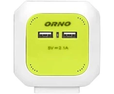 Orno Przedłużacz 4 krypčių prailgintuvas su 2 USB įkrovikliu, 1,4 m, žalias