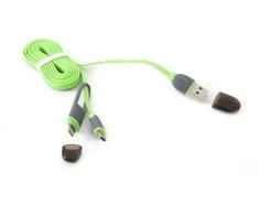 Platinet kabelis USB – microUSB/Lightning 1m, žalias (42872)
