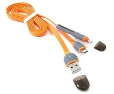 Platinet kabelis USB – microUSB/Lightning 1m, oranžinis (42873)