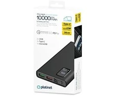 Išorinė baterija POWER BANK Platinet LED 10000mAh (2xUSB; 1xType-C; QC3.0 22,5W) juoda