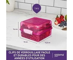 Sistema SISTIMA Pietūs Cube Spalvotas konteineris 1.4L (31735)