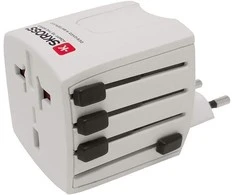Kelioninis tinklo adapteris 230V 2.5A MUV micro kištukai AU/CN/UK/US/IT - lizdas EU (be įžeminimo) SKROSS