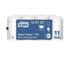 Popieriniai rankšluosčiai TORK Basic, 1 sl., 21,5 cm x 120 m, M1, 120123, balta sp.