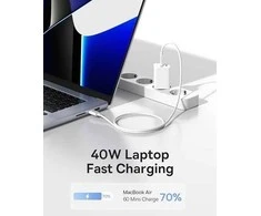 Sieninis įkroviklis Baseus GaN5 40W, 2x USB C (baltas)
