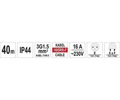 YATO pratęsimo laidas 40 m 3 x 1,5 mm2 IP44 81054