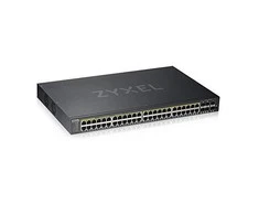 Šakotuvas ZYXEL GS1920-48HPV2, 50 prievadų išmanusis valdomas POE komutatorius, 48 gigabitų vario POE ir 4 gigabitų dviejų asmenų, hibridinis režimas, autonominis arba „Nebulaflex“ debesis, 375 vatų POE (5 metų garantija)