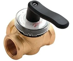 Rotacinis vožtuvas DANFOSS, bronzinis, trišakis, HRB 3, d32 Kvs16