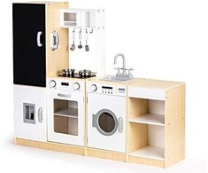 Medinė virtuvė vaikams xxl lenta + led ECOTOYS