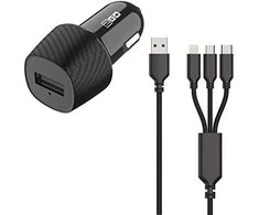 Įkroviklis 2GO 2GO automobilinis pakrovėjas 3000mA 3in1 Micro-USB, Lightning, USB-C sw