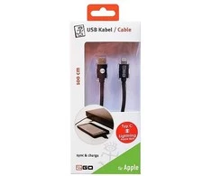 USB kabelis 2GO USB-A - Žaibas 1 m Juodas (795848)