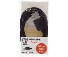 USB kabelis 2GO USB-A - mikroUSB 1 m Juodas (795201)
