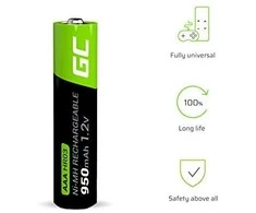 Green Cell Žalias Cell AKUMULIATORIUS AQ-AAA-950/GC*P4 1.2V Ni-MH HR03, AAA Žalias Cell
