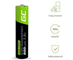 Green Cell Žalias Cell AKUMULIATORIUS AQ-AAA-800/GC*P4 1.2V Ni-MH HR03, AAA Žalias Cell