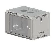 19" 9U 600x500 pakabinama spintelė, nedaloma, vienos sparnos stiklinės durys, pilnas galinis dangtis, perforuoti judantys šoniniai dangčiai, pilka, 4 sijos, PLOKŠČIA PAKUOTĖ ALANTEC
