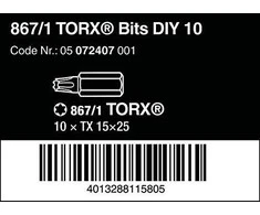 Sukimo antgaliai WERA Standart, T15 x 25 mm, 10 vnt.