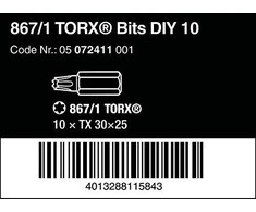 Sukimo antgaliai WERA Standart, T30 x 25 mm, 10 vnt.