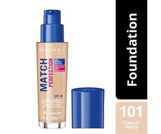 Makiažo pagrindas Rimmel London Match Perfection Foundation SPF20 101 Classic Ivory 30ml
