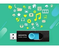 ADATA | USB Flash Drive | UV220 | 64 GB | USB 2.0 | Juodas/Mėlyna
