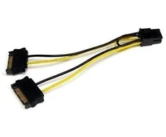 StarTech SATA 15 kontaktų – PCIE 6 kontaktų, 0,15 m, geltona (SATPCIIXADAP)