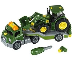 Klein Vilkikas su traktorium ant priekabos „John Deere“