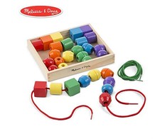Pagrindinių raištelių karoliukai - MELISSA &amp; DOUG - Trisdešimt medinių karoliukų - Mišrus - Nuo 3 metų
