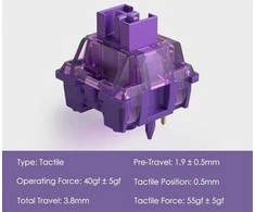 Klaviatūra Akko V3 Pro Lavender Violetinė Switch, mechaniniai, 5-Pin, tactile, MX-Stem, 40g – 45 vnt