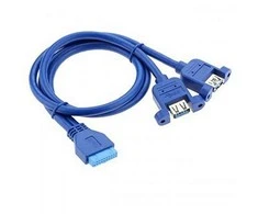Adapteris su kabeliu Akyga AK-CA-62 2x USB A 3.0 A (f) / USB 19 pin (f) 65cm