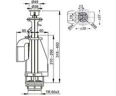 WC nuleidimo mechanizmas AlcaPlast, su 3/6 litrų nuleidimu