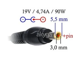 Akyga 90 W, 3 mm, 4.7 A, 19 V (AK- ND- 27)