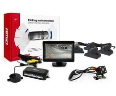 Amio Parkavimo pagalbos sistema TFT01 4,3" su HD-315-LED kamera, 4 juodi jutikliai, sunkvežimiams