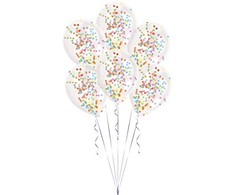 AMSCAN Balony skaidrus su konfetti w środku - 28 cm - 6 vnt. universalus