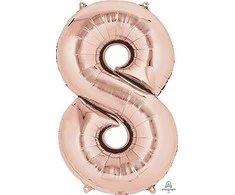 AMSCAN Balon foliowy cyfra osiem 8 auksinė róż - 53 x 83 cm - 1 vnt. universalus