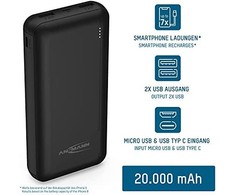 Išorinė baterija POWER BANK ANSMANN (PB212) 20000mAh (2xUSB; 1xUSB-C) juoda