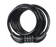 Masterlock MASTER LOCK Susisukanti trosinė dviračio spyna juodu vinylo apvalkalu su 4 skaitmenų užraktu