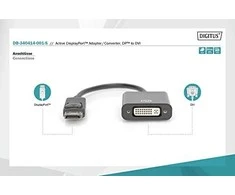 Adapteris AV Digitus Adap Digitus Activ DP to DVI juodas